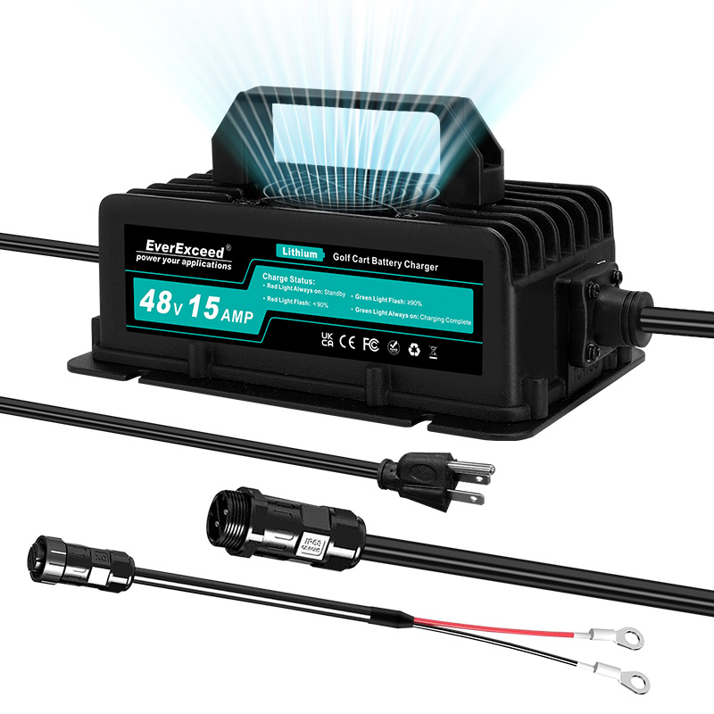 Chargeur de batterie LiFePO4 48 V 15 A pour voiturette de golf - EverExceed