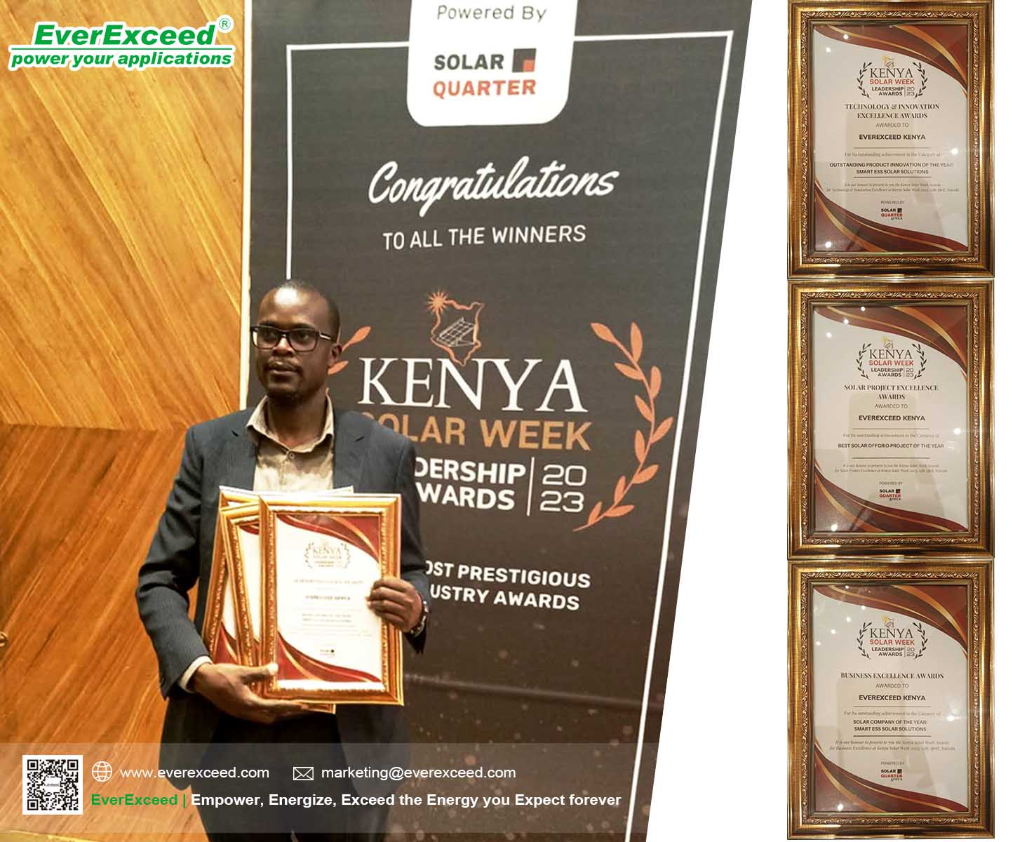 EverExceed Kenya a remporté trois prix d'excellence lors de la Kenya Solar Week 2023
